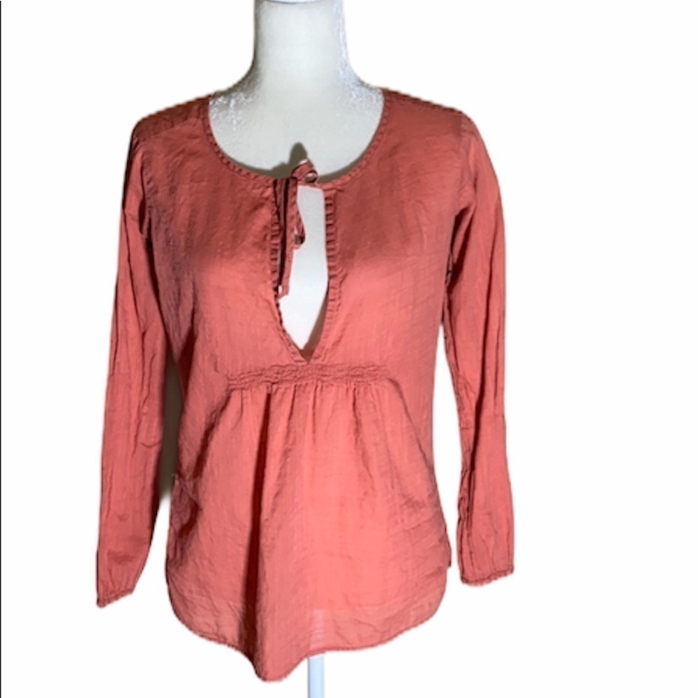 Eddie Bauer elastic waist salmon Boho style Top